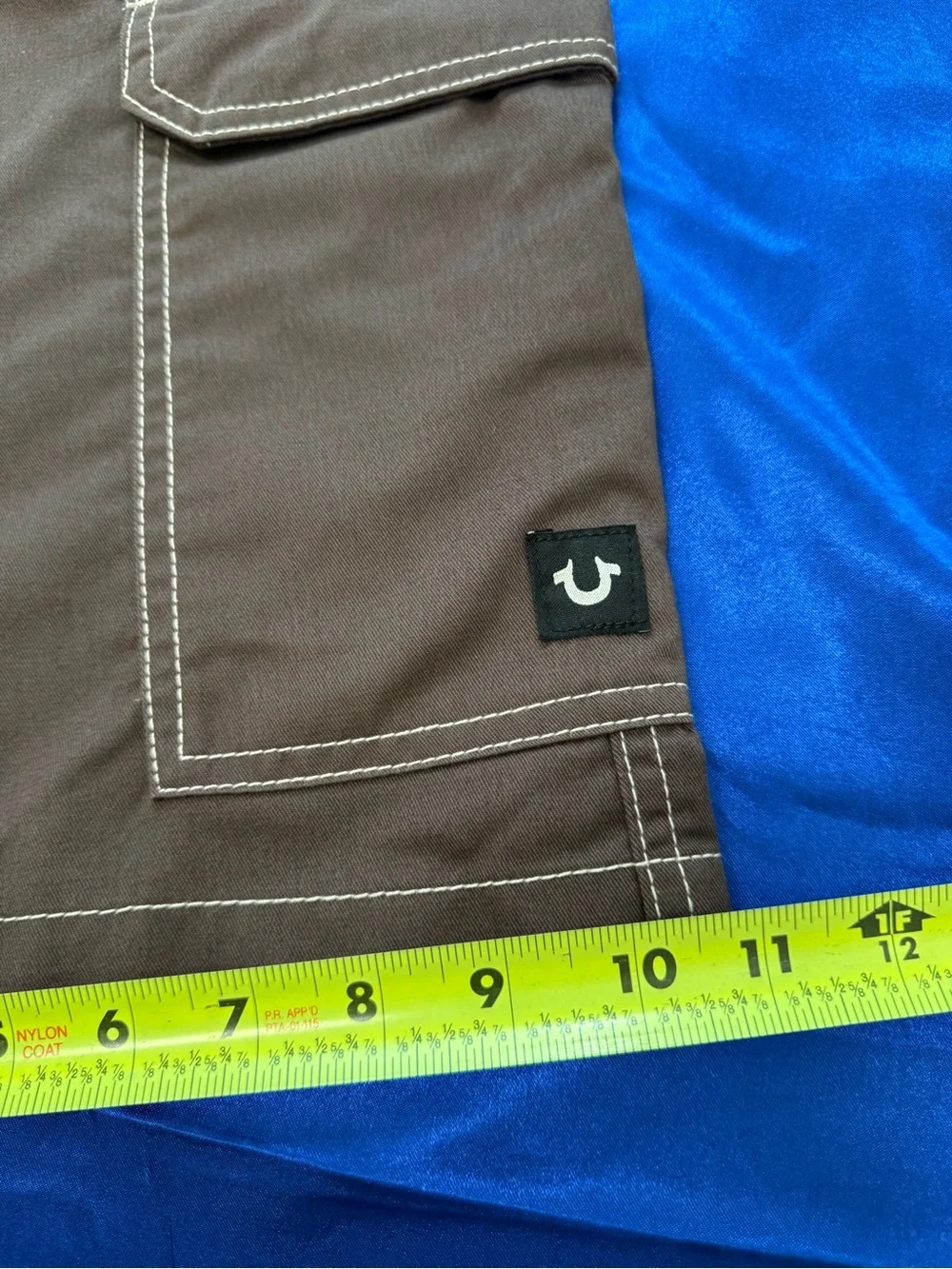 True Religion Brown / Bracken Utility Cargo Shorts with Contrast Stitching - 32
